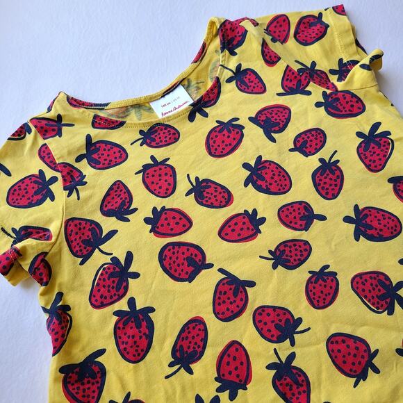 Hanna Andersson Strawberry Print Yellow Swing Dress Girls Size US 10 140cm NWOT - Picture 6 of 7